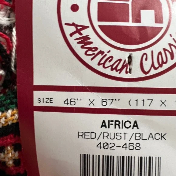 The Rug‎ Barn Africa Woven Tapestry Throw Blanket Red Black Safari Animals 46x67 - Picture 5 of 6